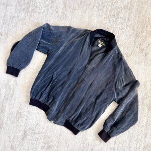 Vintage Alan Stuart Dark Gray/Black Bomber Jacket - Size Medium